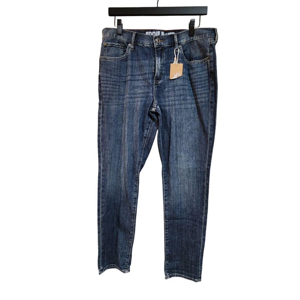 Eddie Bauer Boyfriend Slim Jeans Mid Rise Relaxed Waist Hip & Thigh Blue Denim W